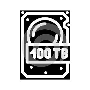 100 terabyte hard drive future technology glyph icon vector illustration