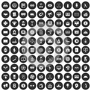 100 totalizator icons set black circle