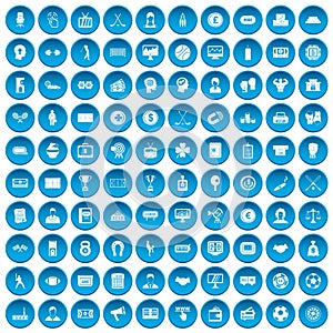 100 totalizator icons set blue