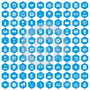 100 totalizator icons set blue