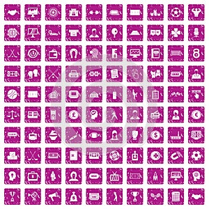 100 totalizator icons set grunge pink