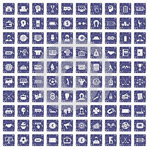 100 totalizator icons set grunge sapphire