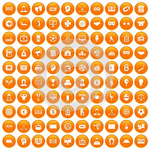 100 totalizator icons set orange