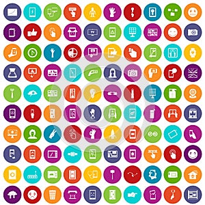 100 touch screen icons set color
