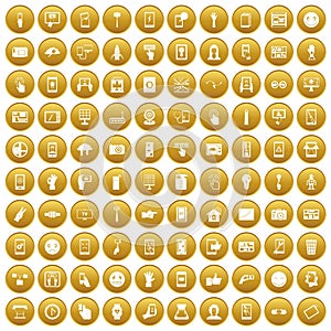 100 touch screen icons set gold