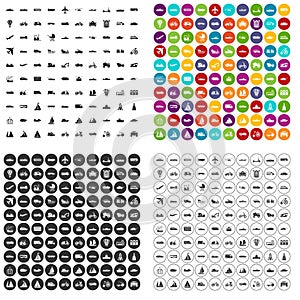 100 transportation icons set vector variant