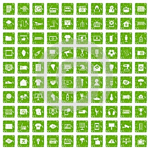 100 TV icons set grunge green