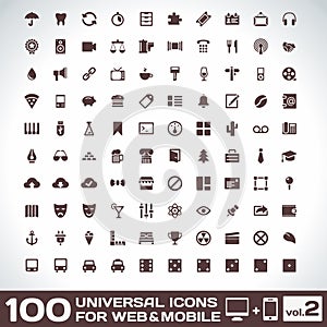 100 Universal Icons For Web and Mobile volume 2