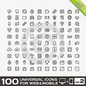 100 Universal Icons For Web and Mobile volume 2