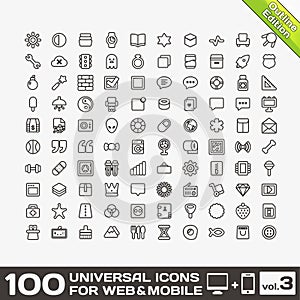 100 Universal Outline Icons volume 3