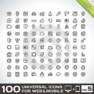 100 Universal Outline Icons For Web and Mobile volume 5