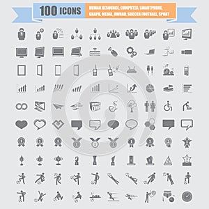 100 Universal Standard Icons vector