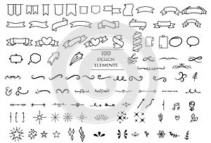 100 Valentine`s Day with cartoon,element ,icon symbol,sign for love hand drawn