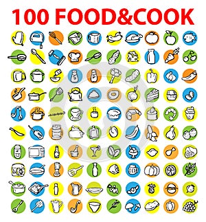 100 vector food & cook icons