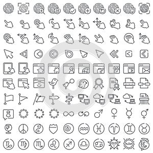 100 vector line icons set