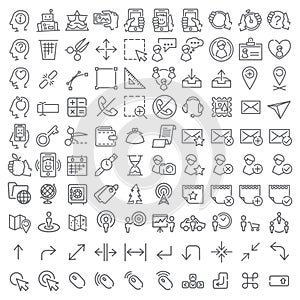 100 vector line icons set