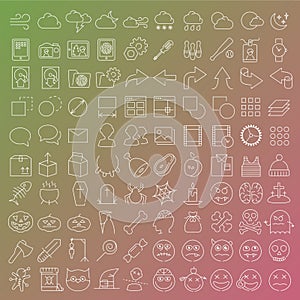 100 vector line icons set