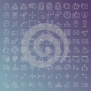 100 vector line icons set