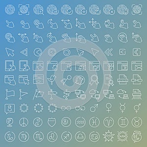 100 vector line icons set