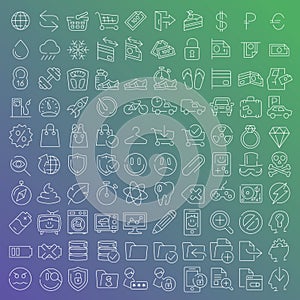 100 vector line icons set