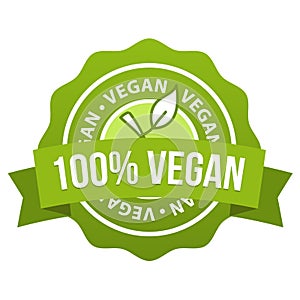 100% Vegan Badge. Vegan Button. Eps10 Vector Banner