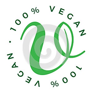 100% vegan product vector icon logo