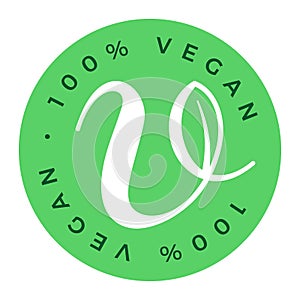 100% vegan product vector icon logo