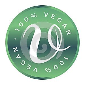 100% vegan product vector icon logo