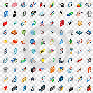 100 web and mobile icons set, isometric 3d style