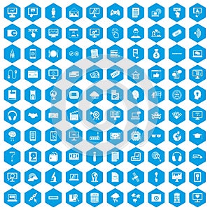 100 website icons set blue