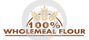 100% wholemeal flour, nutrition, health, food, english, isolated.