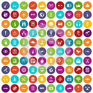 100 wireless technology icons set color