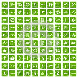 100 wireless technology icons set grunge green