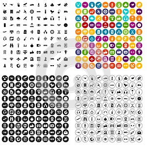 100 wireless technology icons set vector variant