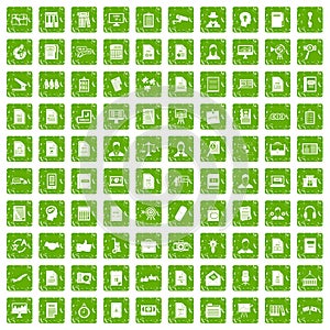100 work paper icons set grunge green