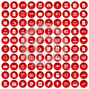 100 work paper icons set red