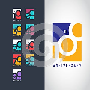 100 Year Anniversary Set 10 20 30 40 50 60 70 80 90 Vector Template Design Illustration