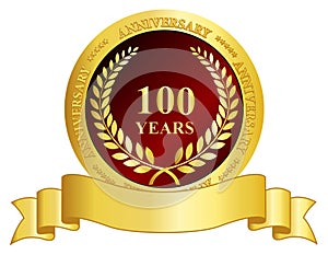 100 year anniversary stamp with ribbon