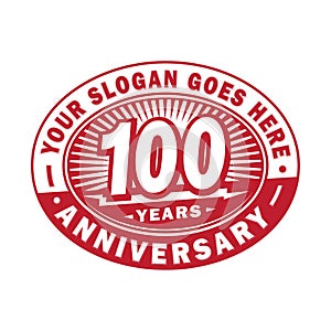 100 years anniversary celebration. 100th anniversary logo design. One hundred years logo.