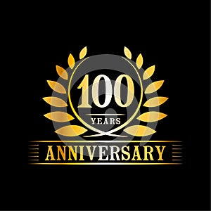 100 years anniversary celebration logo. 100th anniversary luxury design template. Vector and illustration.