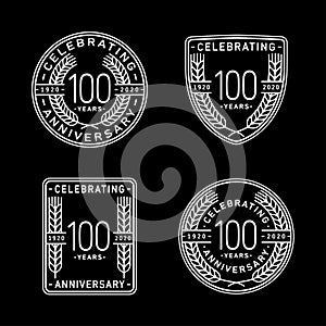 100 years anniversary celebration logotype. 100th anniversary logo collection. Set of anniversary design template.