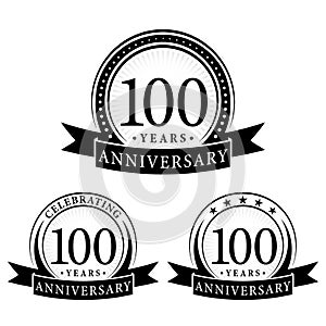 100 years anniversary celebration logotype. 100th anniversary logo collection. Set of anniversary design template.