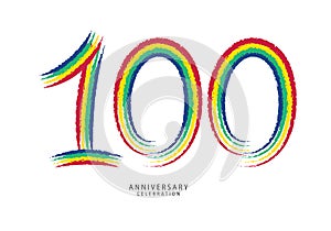 100 years anniversary celebration logotype colorful line vector, 100th birthday logo, 100 number design, anniversary template,