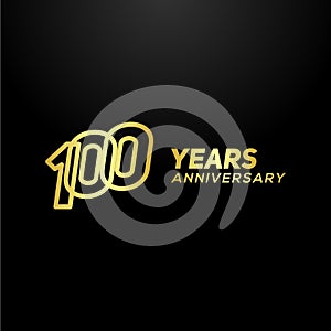 100 Years Anniversary Gold Line Number Vector Design