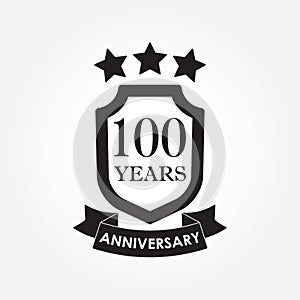 100 years anniversary icon or emblem. 100th anniversary label. Celebration, invitation and congratulation design element. Vector i