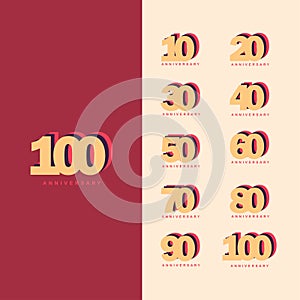 100 Years Anniversary Set Vector Template Design Illustration