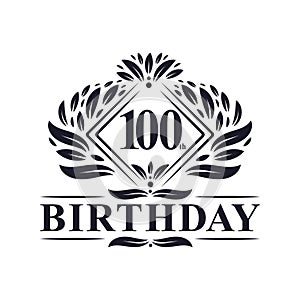 100 years Birthday Logo, Luxury 100th Birthday Celebration