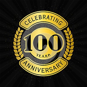 100 years celebrating anniversary design template. 100th logo. Vector and illustration.