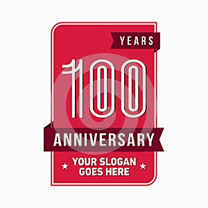 100 years celebrating anniversary design template. 100th logo. Vector and illustration.