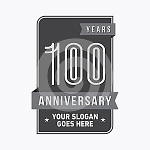 100 years celebrating anniversary design template. 100th logo. Vector and illustration.